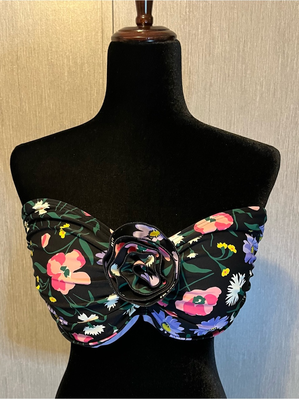 Kate Spade Rosette-Trim Multicolor Bandeau Bikini Top size XL
